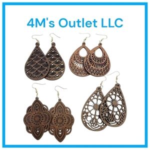 Elegant Brown Teardrop Earrings Set